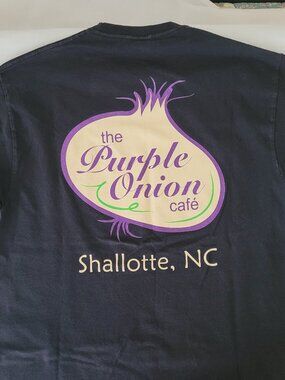 Purple Onion Cafe Black Short Sleeve T-Shirt Shallotte, NC Size Large